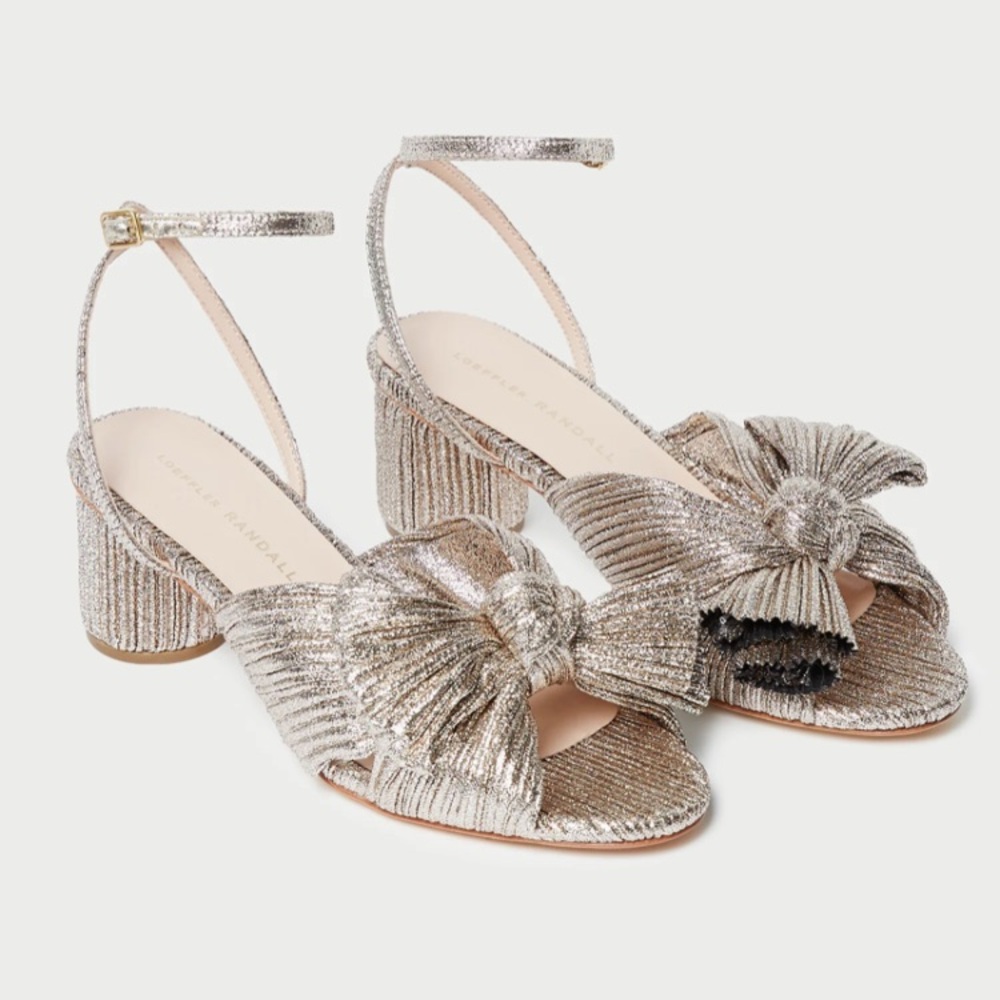 Loeffler Randall Dahlia Champagne Pleated Bow Heel